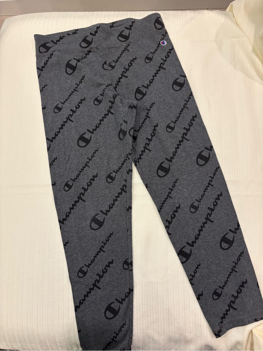 Champion Gray All-Over Logo Kids Leggings